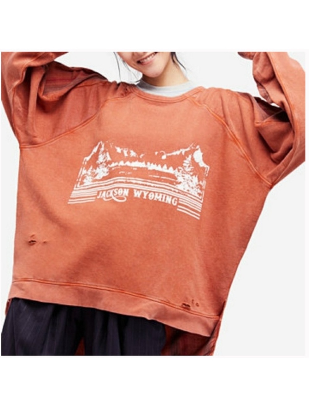 Free People Jackson Wyoming Graphic Crewneck Sweatshirt - Rust